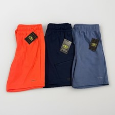 Athletic Works Active Shorts Boys L 10-12 Solid Blue Orange Knit Lot of 3 NEW
