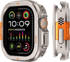 2 In-1 Metal Cover Compatible with Apple Watch Ultra 2/1 Case 49Mm, Rugged Bumpe