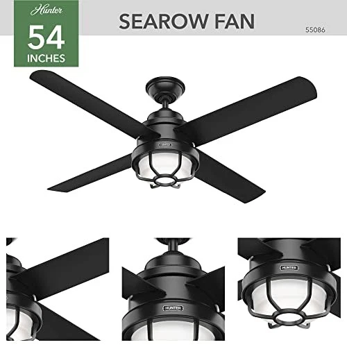 HUNTER SEAROW OUTDOOR WITH LED LIGHT 54 INCH CC55086-A - MATTE BLACK - Image 4 of 4