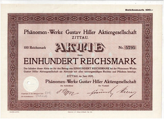 Phänomen Werke...Zittau 1929 100 RM