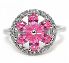 2CT Treated Pink Sapphire  Topaz 925 Solid Sterling Silver Ring Jewelry Sz 7