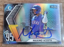 Maximo Acosta Signed 2022 Bowman Top 100 Baseball Card #Top-80 Marlins Rangers
