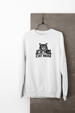 Vintage Cat Mom Trio Crewneck Sweatshirt Cat Mom Design