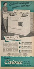 1949 Print Ad Caloric Ultramatic Automatic Gas Ranges Lady Cooking on Stove Top