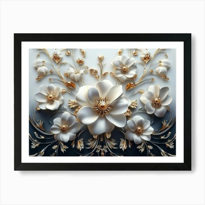 Majestic 3d Artwork Design, White a Framed Wall Art Poster Canvas Print Picture
