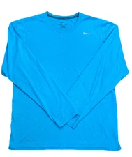 Nike Mens Dri Fit Base Layer Top Sports Lightweight Aqua Blue size Small