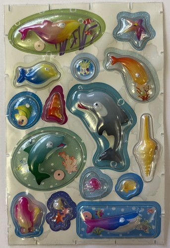 TROPICAL FISH #2 Dimensional Pop-Up Stickers(15pc)Whale •Ocean•Dolphin•Swimming•