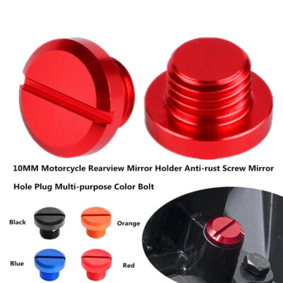 2PCS 10MM CNC Aluminum Alloy Motorcycle Universal Mirror Hole Plugs Screw Caps