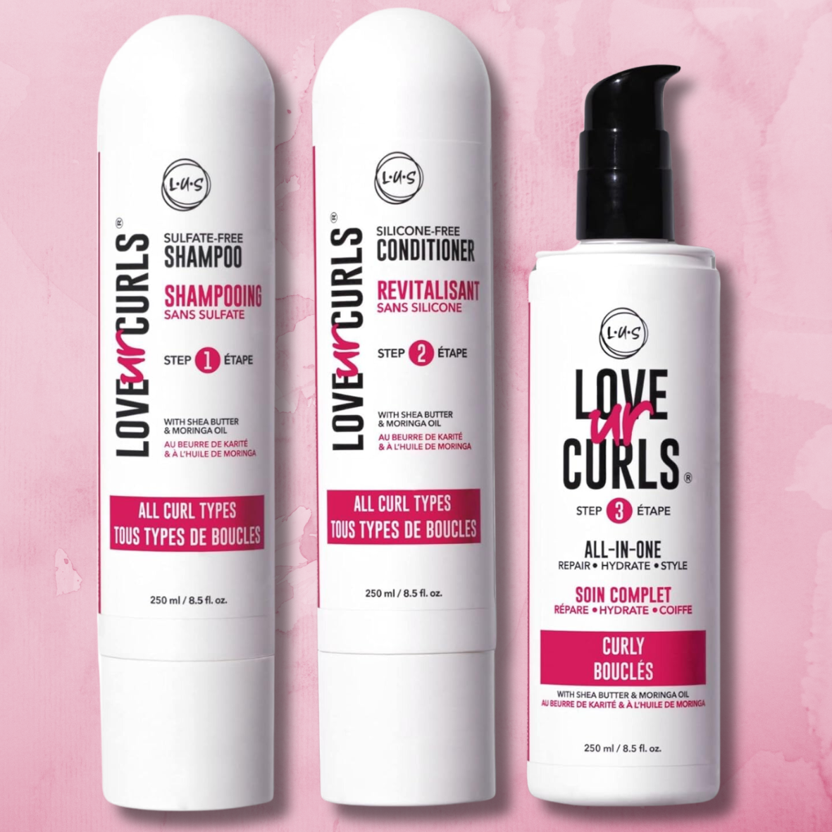 LUS Brands Love Ur Curls for Curly Hair, 3-Step System - Shampoo
