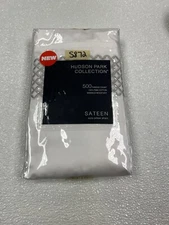 Hudson Park Embroidered Geo Cotton (1) Euro Sham White / Silver New