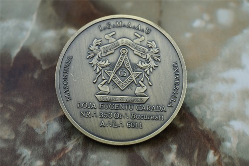 EUGENIU CARADA Masonic Freemason Freemasonry Commemorative Challenge Coin 50mm - Picture 3 of 4