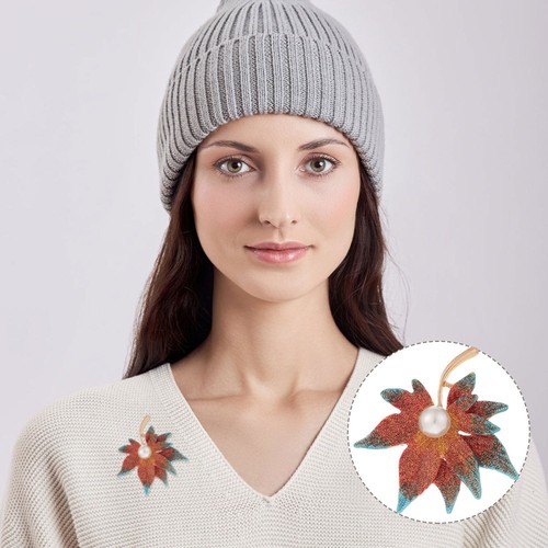 Broche Vintage Feuille Marron – Automne, Plastique, 3,9 Cm, Neuve Sans Emballage