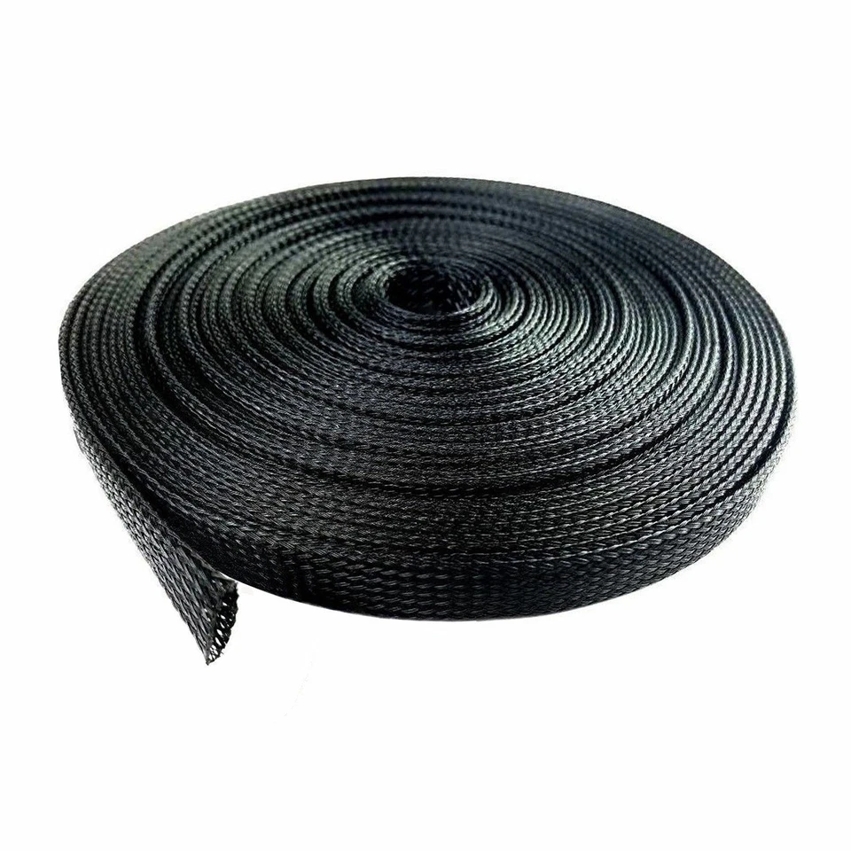 Tubo de tear trançado bainha manga cabo expansível preto 100 pés 1/2" - Imagem 3 de 4