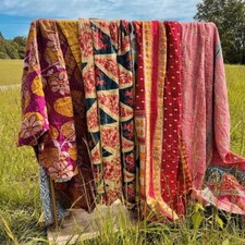 Wholesale Lot 10 PC Blanket Kantha Quilt Indian Vintage Cotton Bedspreads Throw