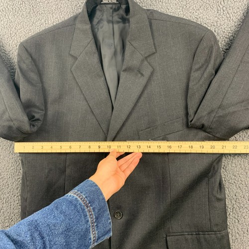 YSL Suit Mens 40 W36 L32 Black 2 Piece Blazer Trousers Wool Pin Stripe Vintage - Picture 3 of 23