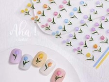 Spring Tulip Kawaii Nail Decals, Cute Flower Nail Decals, Spring Nail Decals, Tu