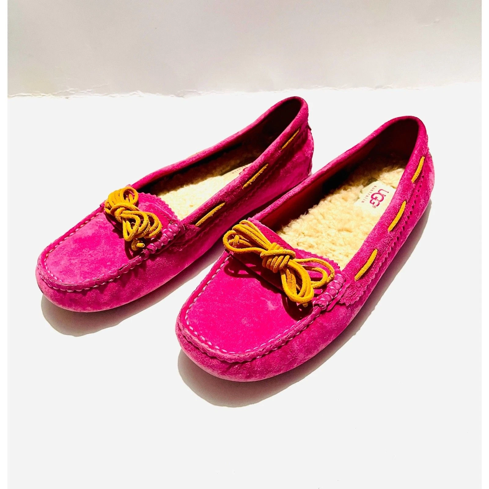 Mocassini UGG piatti pelle removibili isolati montone rosa mocassini donna 7 5
