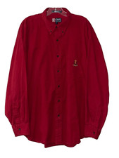 Ralph Lauren Chaps Red Button Front Shirt Size XL Patch Mens Long Sleeve