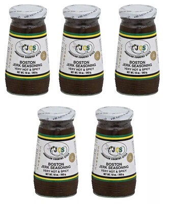 Jamaican Country Style Boston Jerk Seasoning - Very Hot & Spicy (10 oz, 5 Pack)