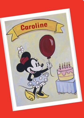 Minnie or Mickey HAPPY BIRTHDAY BIG Personalized Print By Maria - Afbeelding 1 van 4