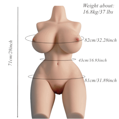 38LBs Fat Sex Doll Realistic TPE Half Body Life Size Love Toy Huge Doll for  Men