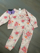 NWT Baby Gap girl 3-piece SPRING FALL pink floral sweatshirt pant SET 2T 2