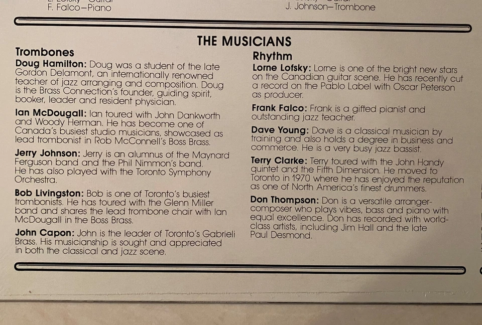 BRASS CONNECTION Ian McDougall Don Thompson Lorne Lofsky Terry Clarke SEALED LP Foto 3 de 3