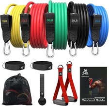 Exercise Bands 5 Resistance Bands w/Door Anchor Slip Resistant Grip 125-150 lbs