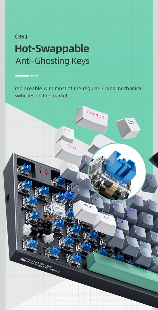 K500 94-Key Hot Swappable Wired Mechanical Gaming Keyboard