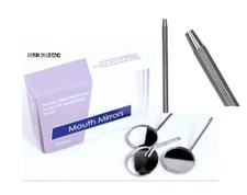 Dental Premium 12 x Mouth Mirror heads simple stem 5 Plain  Free Handle
