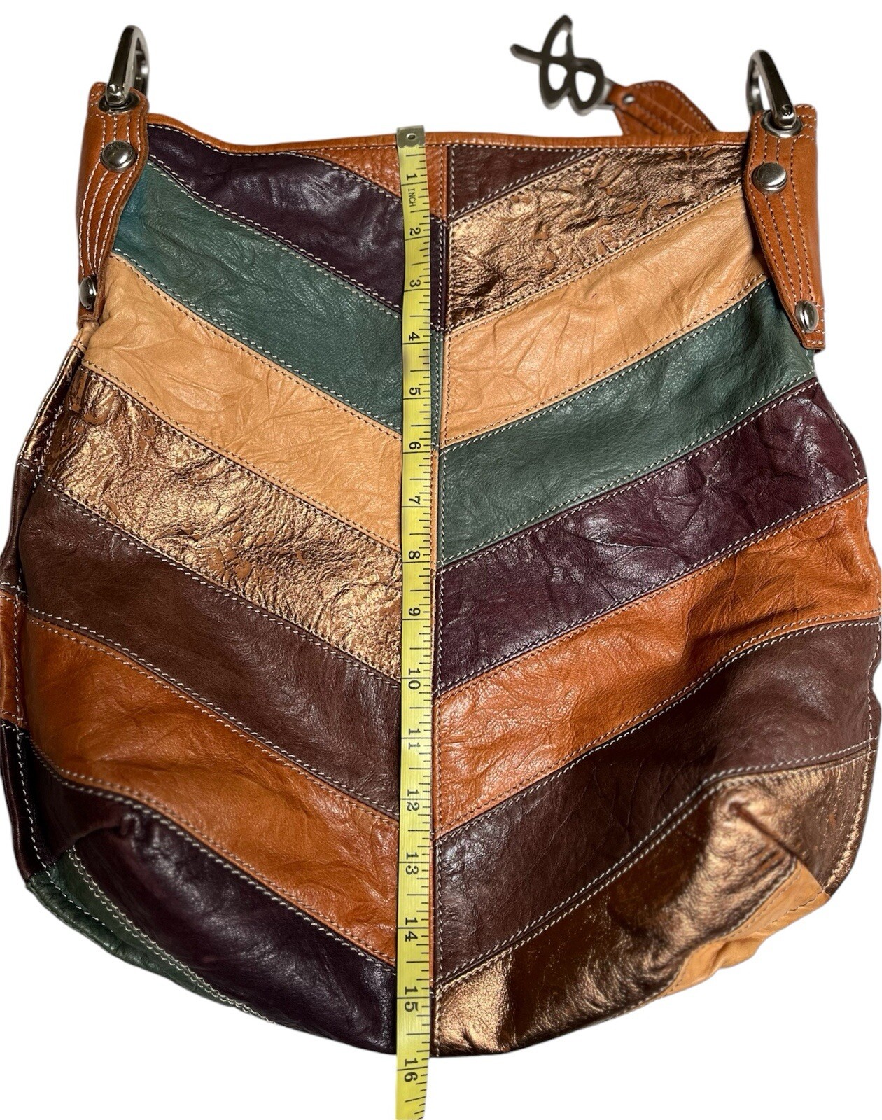 B Makowsky Leather Patchwork Convertible Shoulder… - image 16