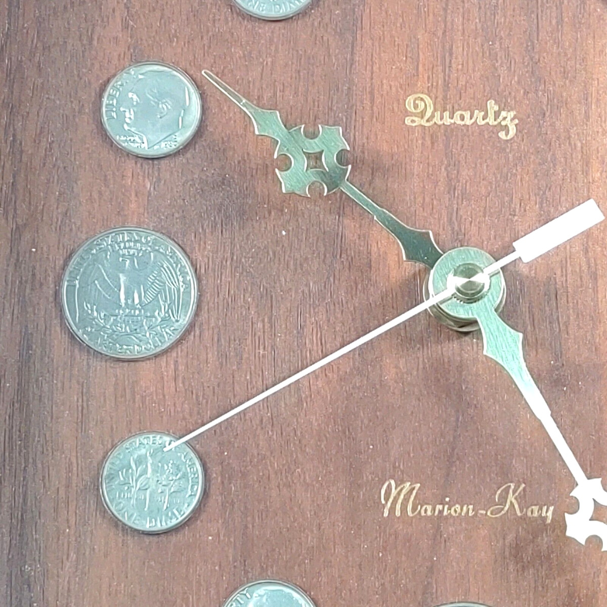 Vintage Marion Kay Wood Quartz Mantle Clock w/1776-1976 1980 Dated