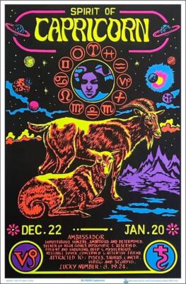 Capricorn Zodiac Sign Blacklight Poster 23'' x 35''