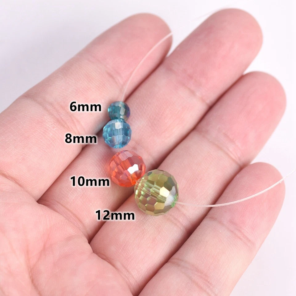 Colorful Plated Round Disco Ball 6mm 8mm 10mm 12mm 96 Facets Crystal Glass Beads - Image 4 of 4