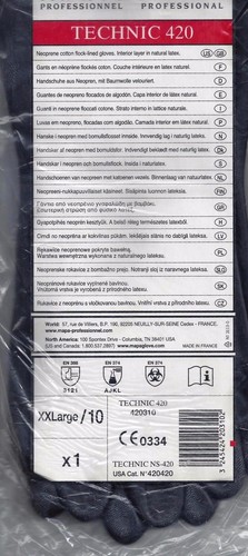 GUANTI DA LAVORO Floccato Foderato NEOPRENE Protezione Chimica Guanti MAPA 420 Nero 10 - Foto 3 di 3