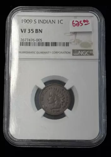 NGC 1909-S 1C Indian Head Cent VF35 BN