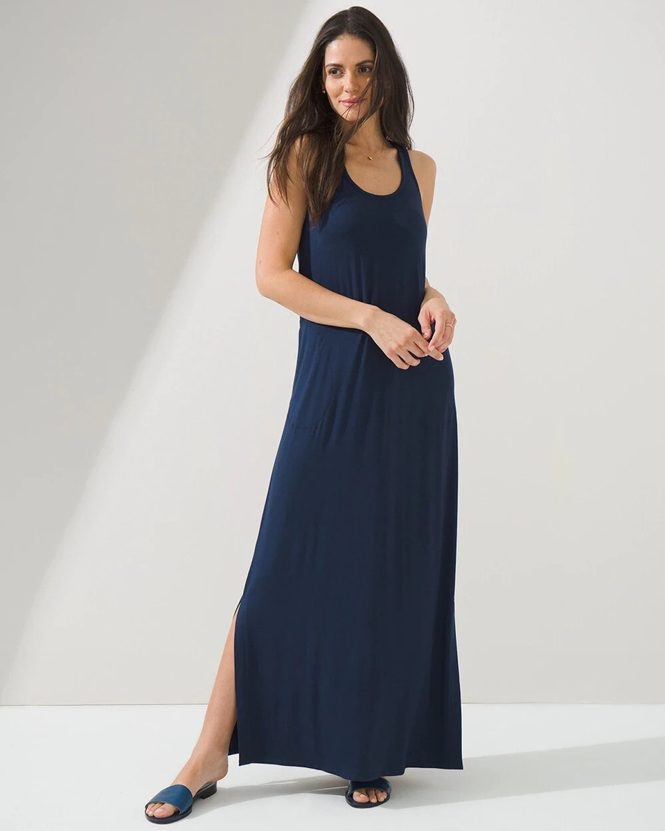 Soma NAVY Racer Back Maxi Dress Built in Bra NWT $99 RACERBACK MAXI XS |  eBay