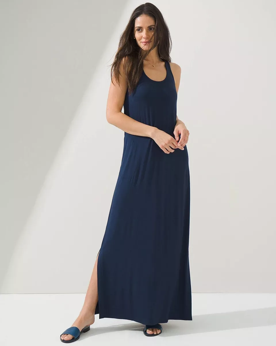 Soma NAVY Racer Back Maxi Dress Built in Bra NWT $99 RACERBACK MAXI XS