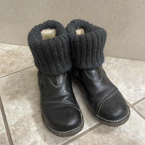El Naturalista Yggdrasil Black Boots Leather Knit Cuff Ankle Boots Size 5 - Bild 11 von 12