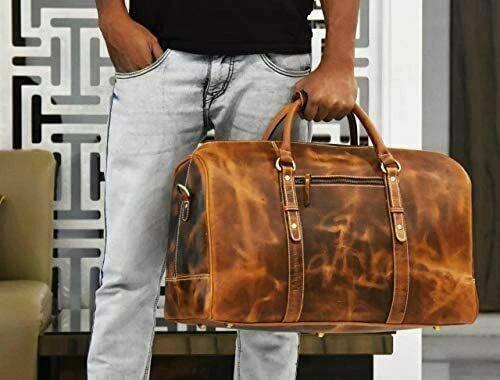 Sacs de sport en peau de ch vre vintage en cuir v ritable marron