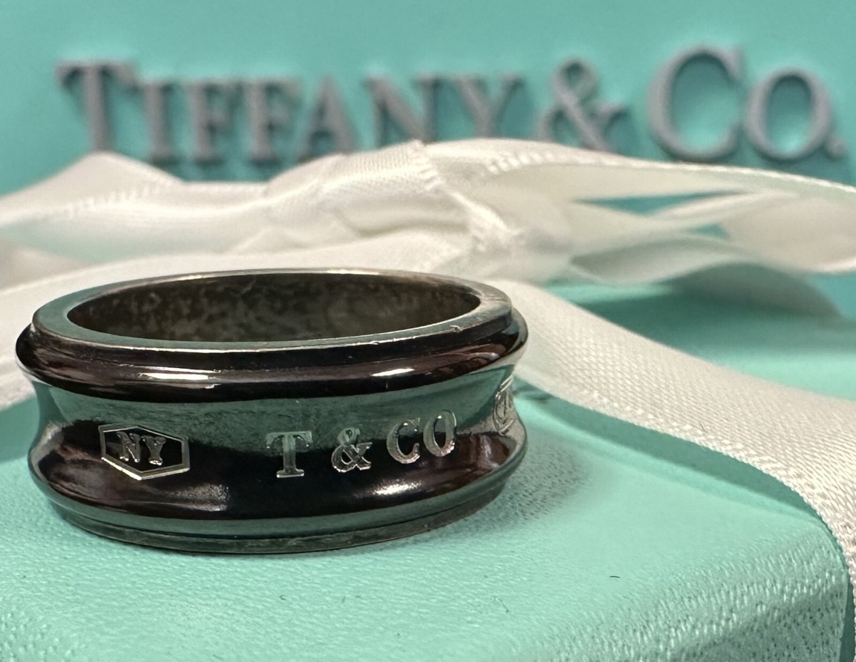Tiffany&Co 1837 Black Titanium Ring Sterling Silver Size 8 Tiffany&Co 1837 Black Titanium Ring Sterling Silver Size 8