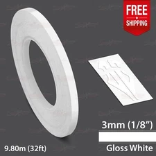 GLOSS WHITE 1/8" 3mm Roll PIN STRIPE Car Striping Line TAPE Decal Vinyl Sticker