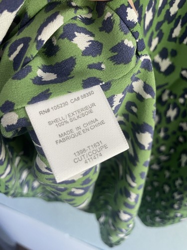 Joie Green Neely Leopard Print Racerback Silk Tank Top Size Medium - Picture 6 of 6