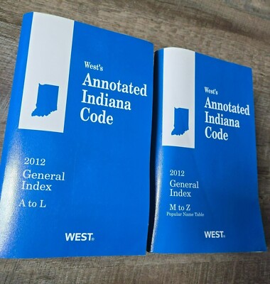 West's Annotated Indiana Code General Index A to Z 2 paperback Law books West