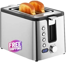 Tostadora Para 2 Rebanadas Tostado Rápido De Acero Inoxidable Ranura Extra Ancha
