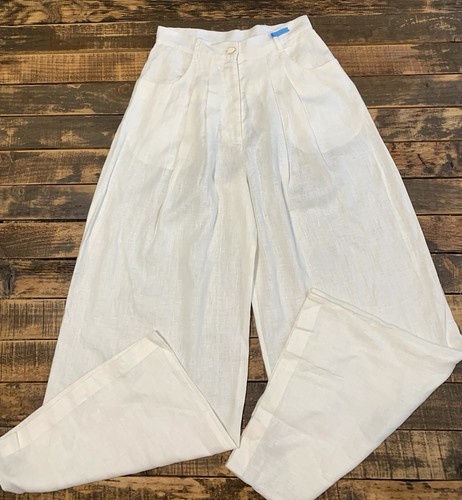 EUC Farm Rio Womens S 100% Linen Wide-Leg Pleated Pants Trousers 29” Inseam