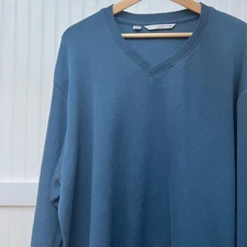 Cutter Buck Men's Navy Blue V-Neck Pima Cotton Pullover Sweater XXL Long Sleeve