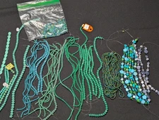 Green Blue Turquoise BEAD LOT 1.5lb+ 41 strands Glass Czech BULK Crystal Stone