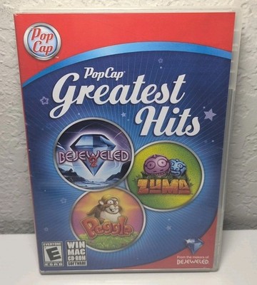 PopCap Greatest Hits - Bejeweled 2, Peggle, Zuma - Windows/Mac PC CD-ROM B279