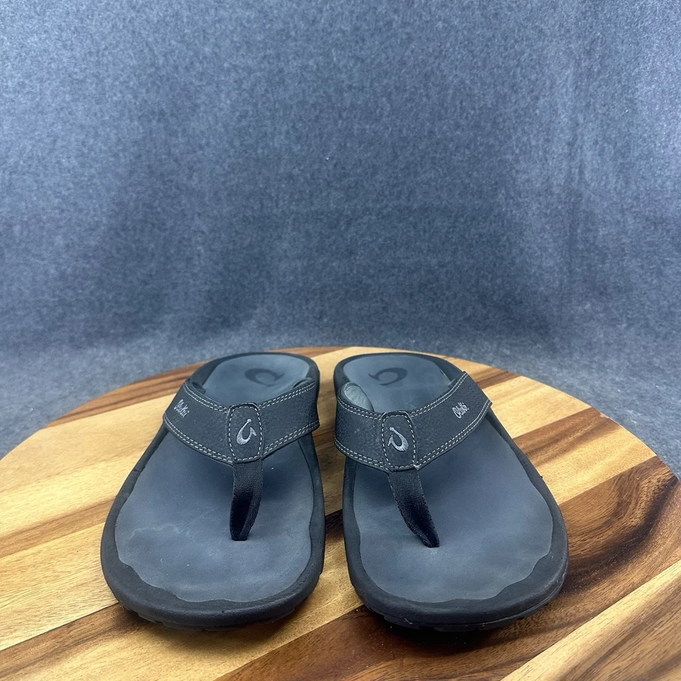 OluKai Ohana 男式 12 码拖鞋懒人鞋凉鞋深灰色黑色 — 第 3/4 张图片